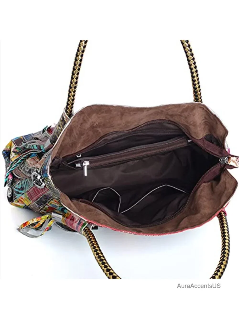 Large Leather Satchel Tote Top Handle Shoulder Bag Multi Pocket